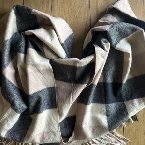 Pretty Persuasions Plaid womans shawl poncho wrap - Black, Cream, Tan, one size